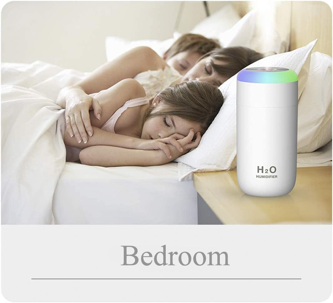 H2O™ Mini Humidifier – 350ml Cool Mist | Night Light & Portable Desk Diffuser 🌙✨