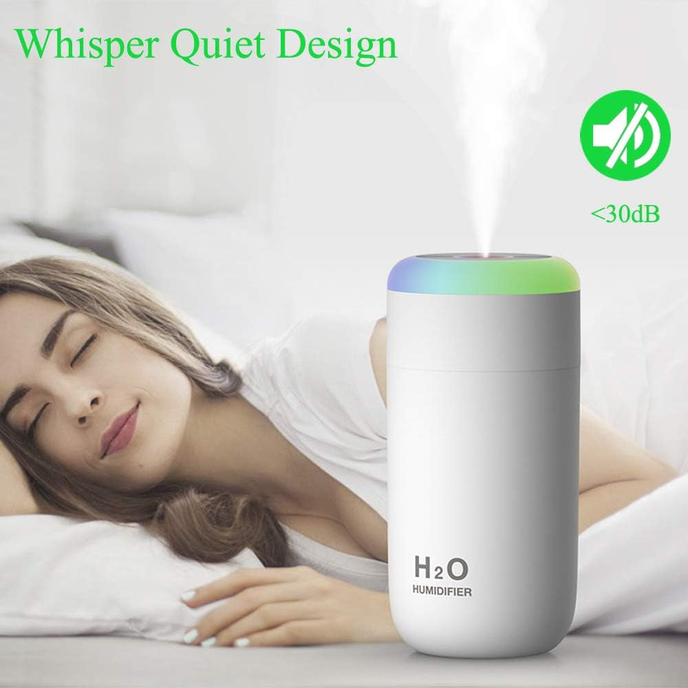 H2O™ Mini Humidifier – 350ml Cool Mist | Night Light & Portable Desk Diffuser 🌙✨