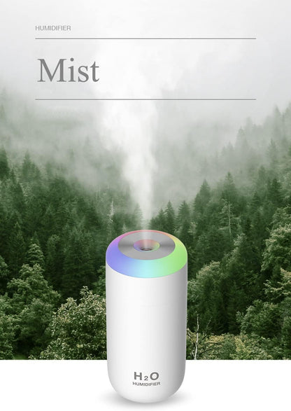 H2O™ Mini Humidifier – 350ml Cool Mist | Night Light & Portable Desk Diffuser 🌙✨