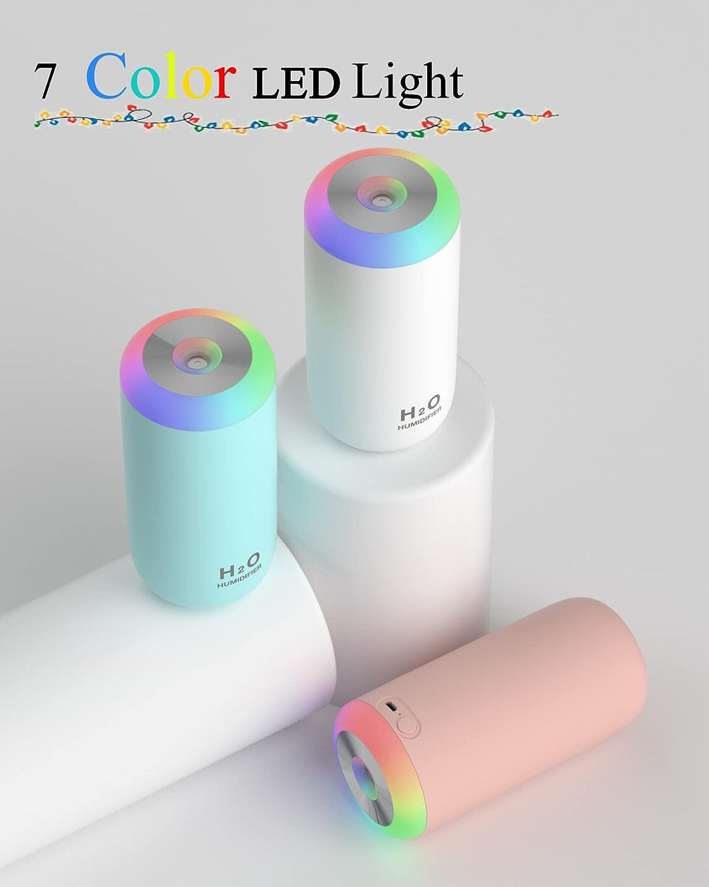 H2O™ Mini Humidifier – 350ml Cool Mist | Night Light & Portable Desk Diffuser 🌙✨