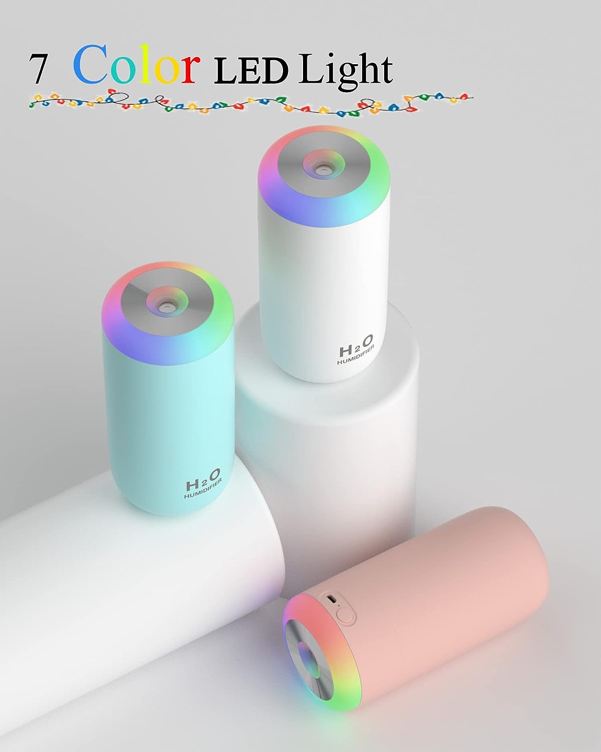 H2O™ Mini Humidifier – 350ml Cool Mist | Night Light & Portable Desk Diffuser 🌙✨