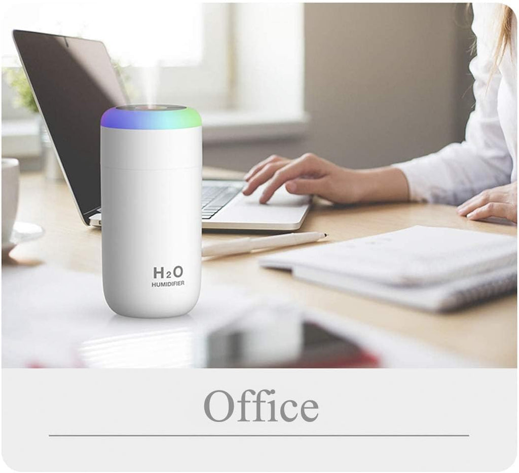 H2O™ Mini Humidifier – 350ml Cool Mist | Night Light & Portable Desk Diffuser 🌙✨